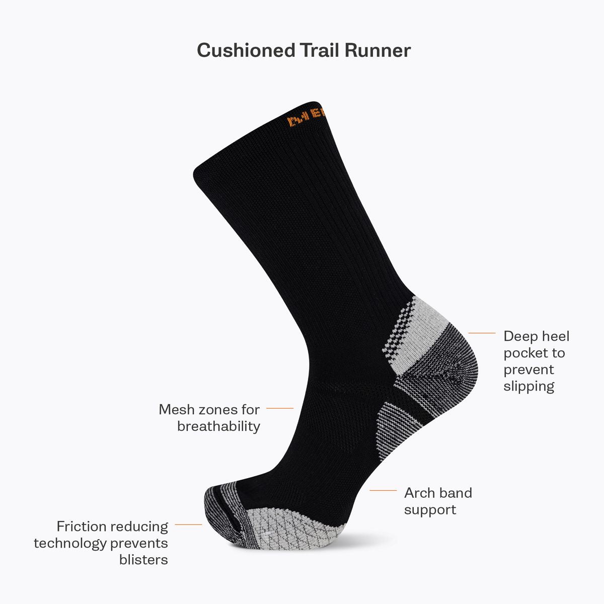 Merrell Cushion Trail Runner Tab Sock - Socks